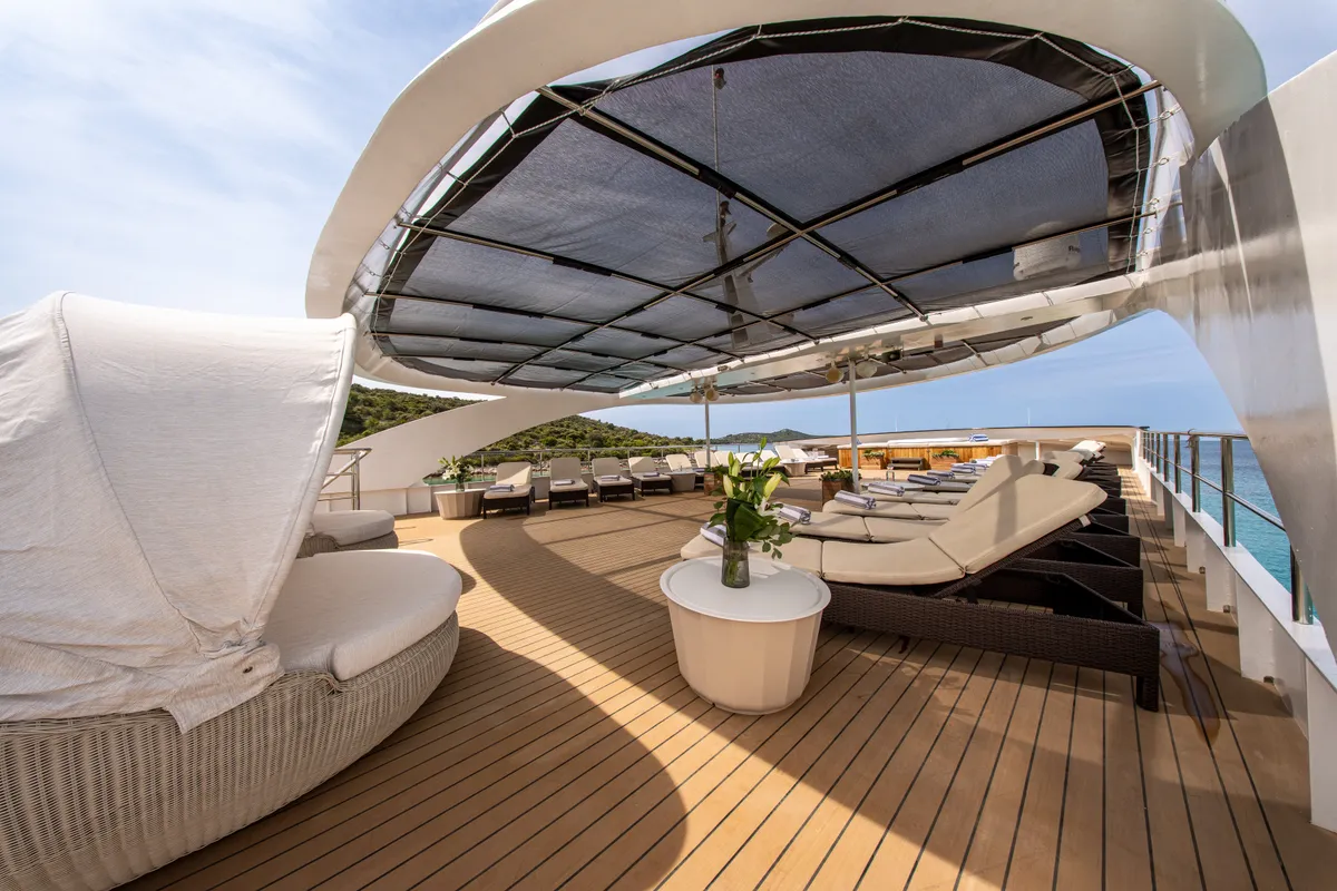 Deck of Karizma, a Gulet Motoryacht motor yacht at Split, Croatia