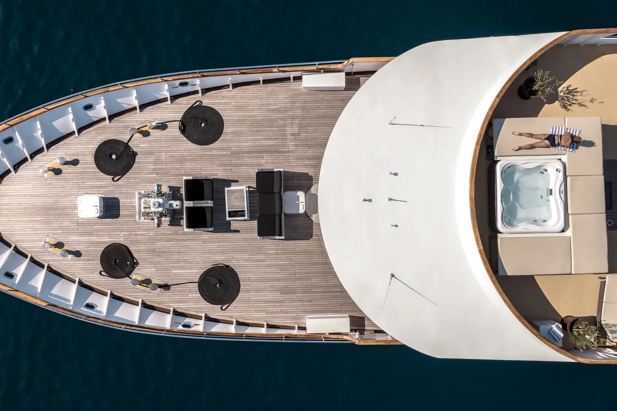 Deck of Karizma, a Gulet Motoryacht motor yacht at Split, Croatia