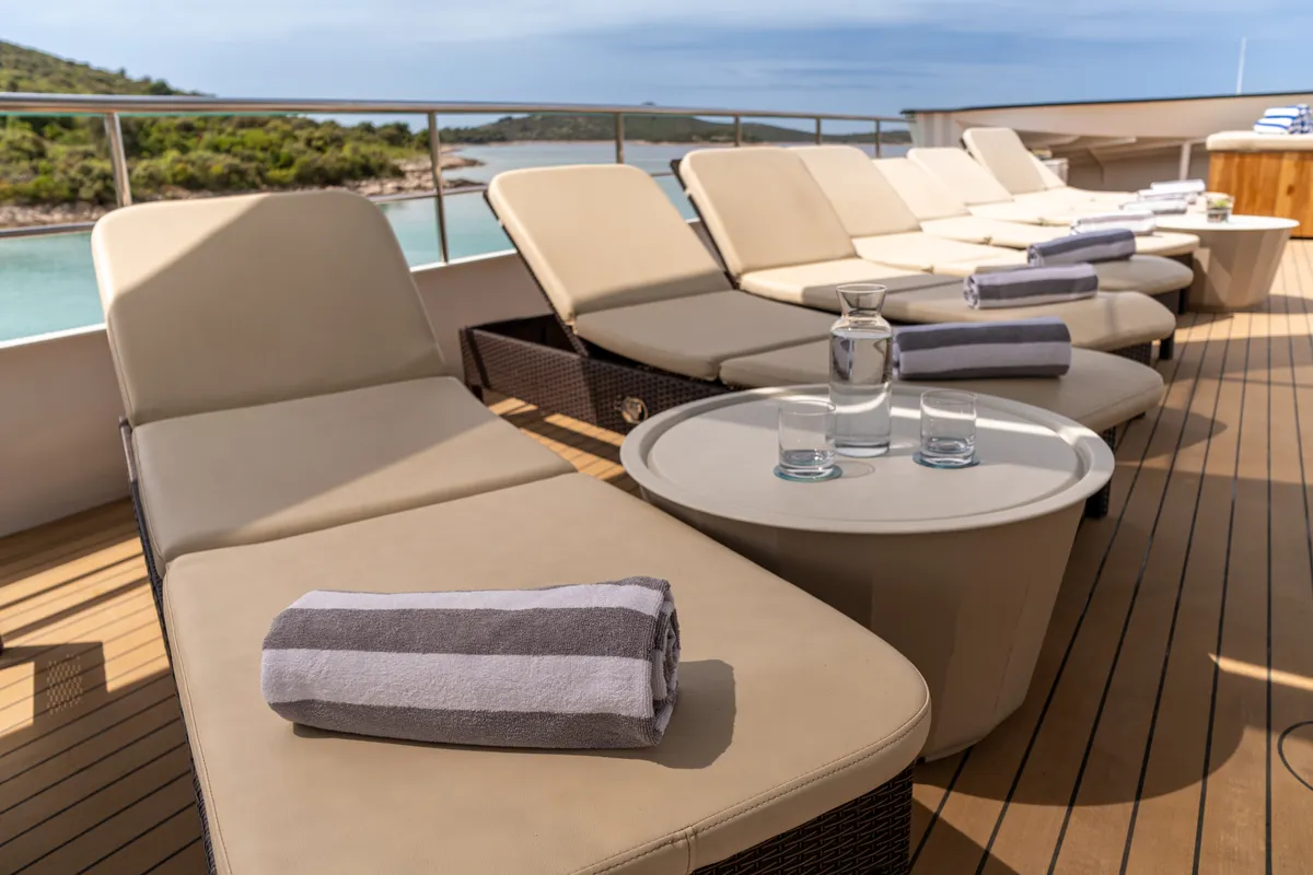 Deck of Karizma, a Gulet Motoryacht motor yacht at Split, Croatia