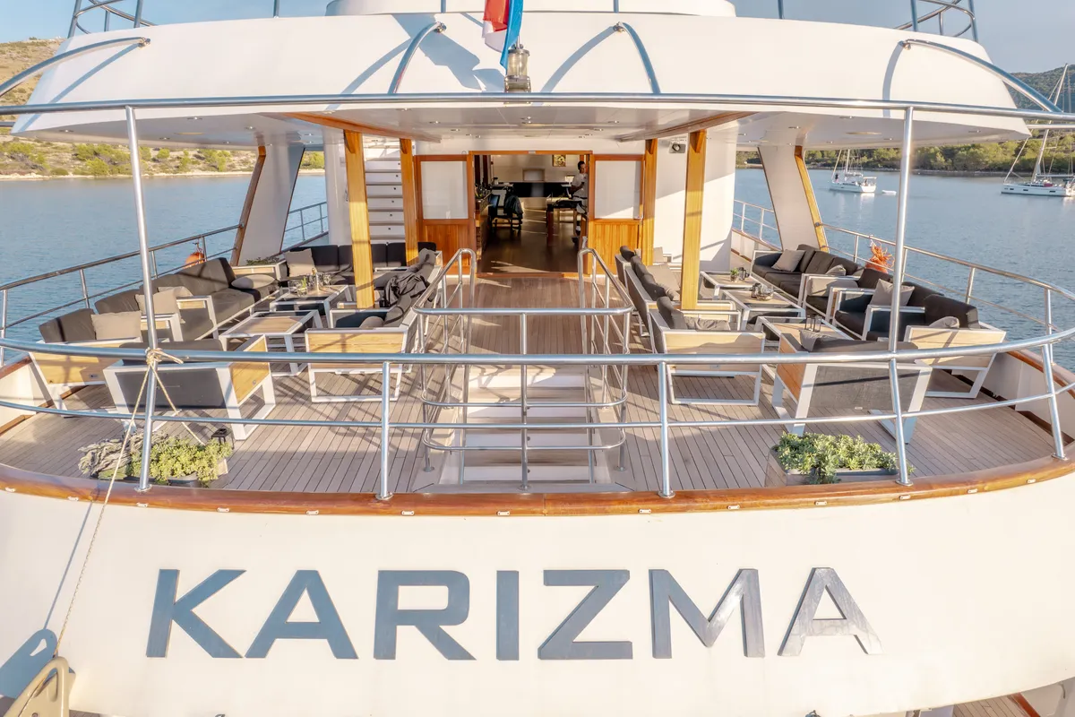 Deck of Karizma, a Gulet Motoryacht motor yacht at Split, Croatia