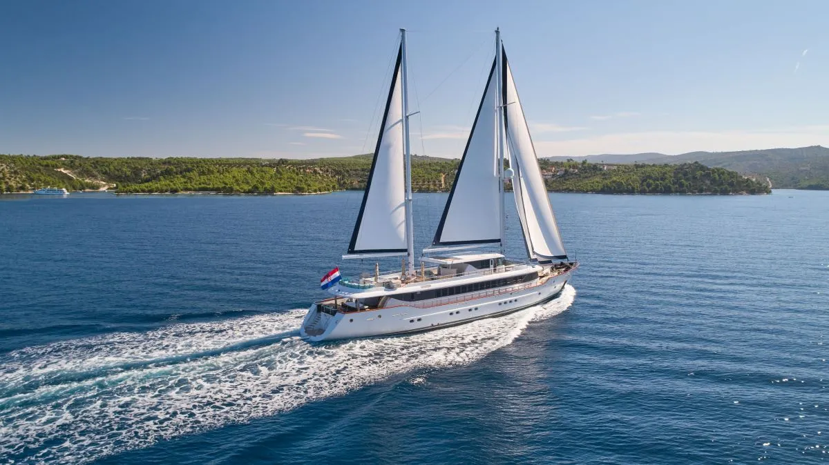 Exterior view of Omnia, a Custom Made Omnia sailboat at Split, Croatia