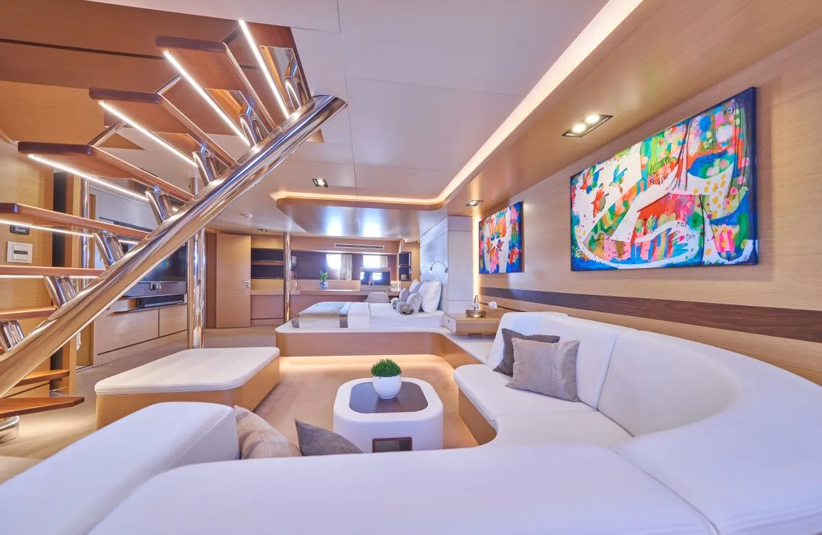 Salon of Omnia, a Custom Made Omnia sailboat at Split, Croatia