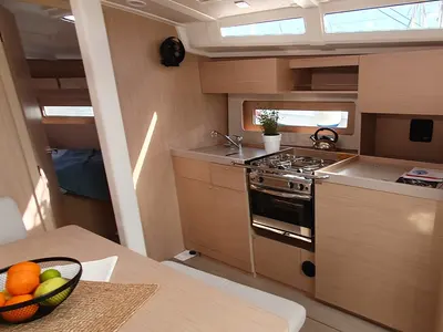Galley of BREEZE, a Beneteau Oceanis 37.1 sailboat at Split, Croatia