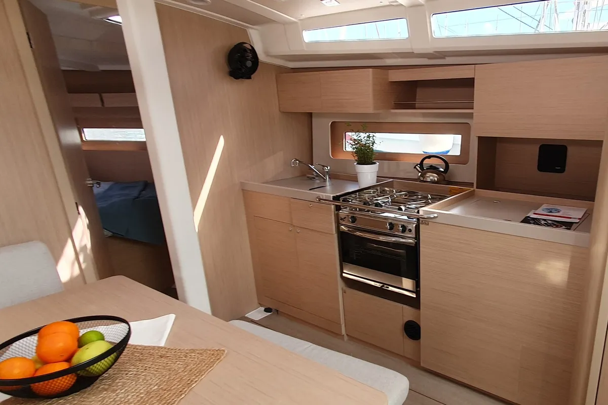 Galley of BREEZE, a Beneteau Oceanis 37.1 sailboat at Split, Croatia