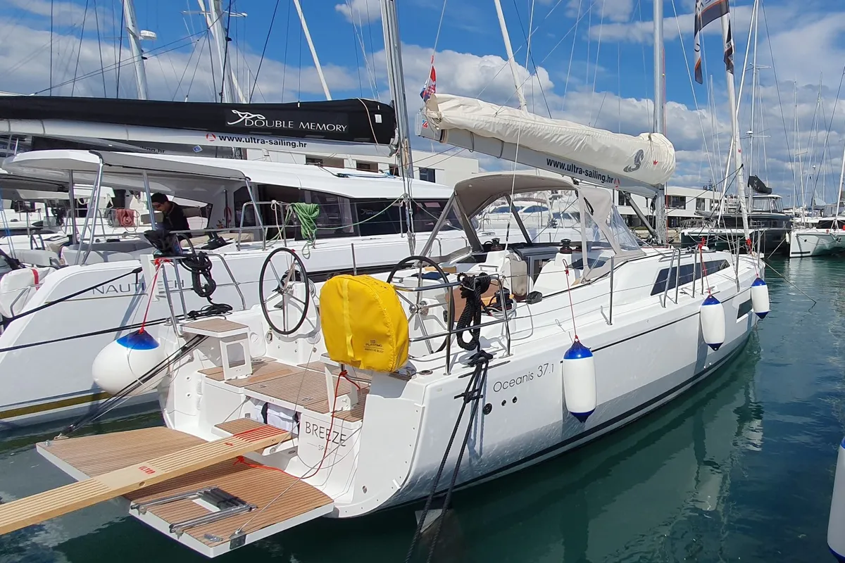 Exterior view of BREEZE, a Beneteau Oceanis 37.1 sailboat at Split, Croatia