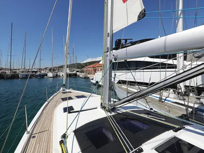Salon of Kaos, a Dufour 44 sailboat at Grad Biograd na Moru, Croatia
