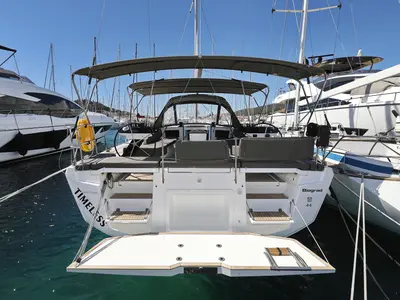 Deck of Kaos, a Dufour 44 sailboat at Grad Biograd na Moru, Croatia