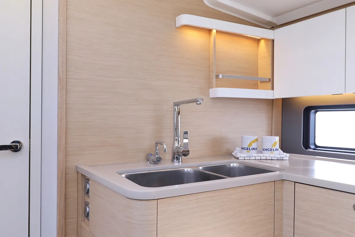 Galley of Kaos, a Dufour 44 sailboat at Grad Biograd na Moru, Croatia