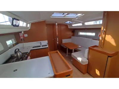 Salon of Erato, a Jeanneau Sun Odyssey 440 sailboat at Volos, Greece