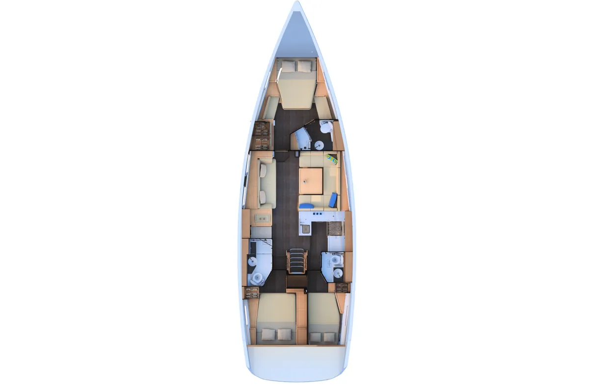 Deck of Sogno di Mare, a Jeanneau 51 sailboat at Preveza, Greece