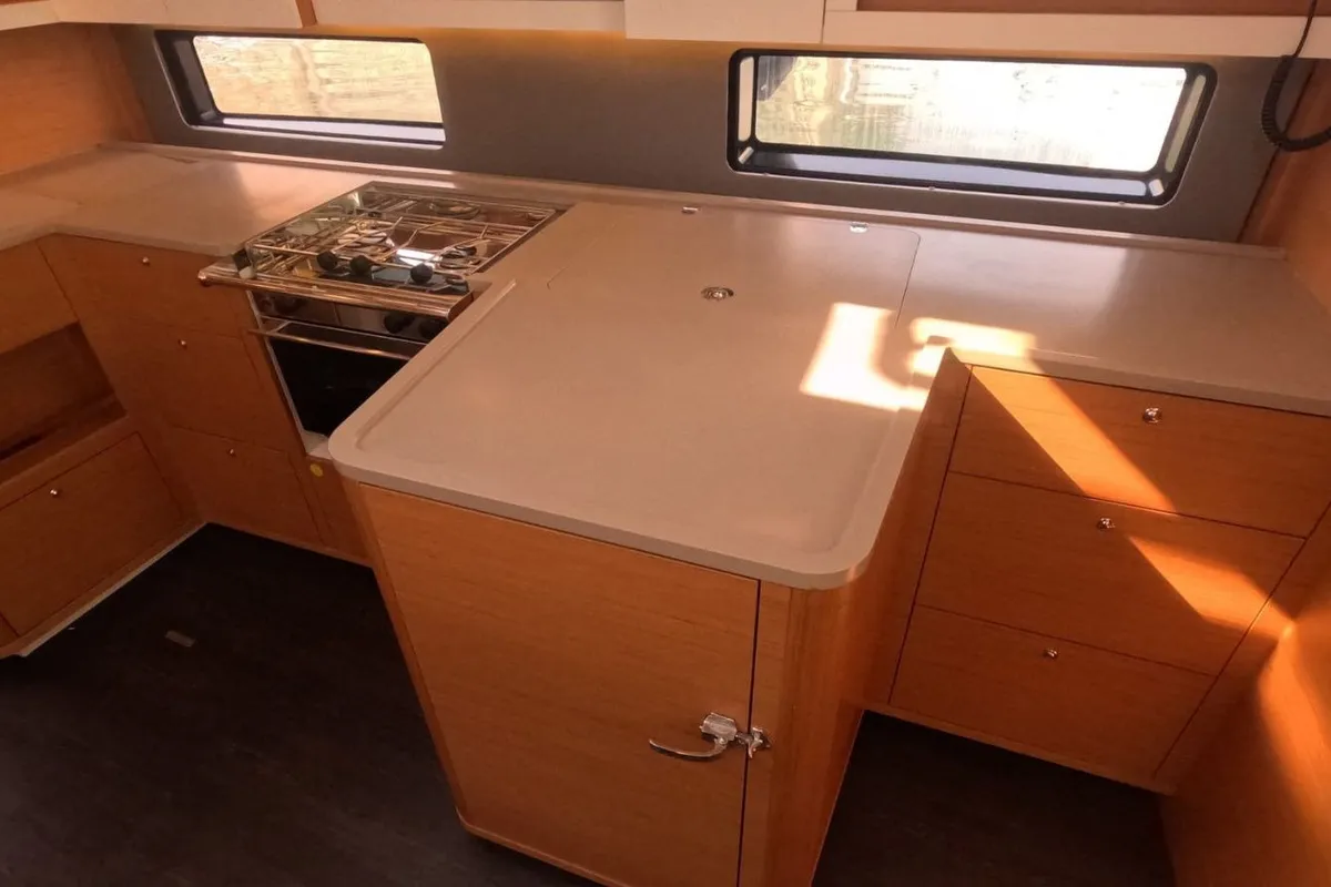 Galley of Amaco, a Dufour 44 sailboat at Palermo, Italy