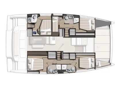 Floor plan of Freezer, a Bali 4.6 catamaran at Marsala, Italy