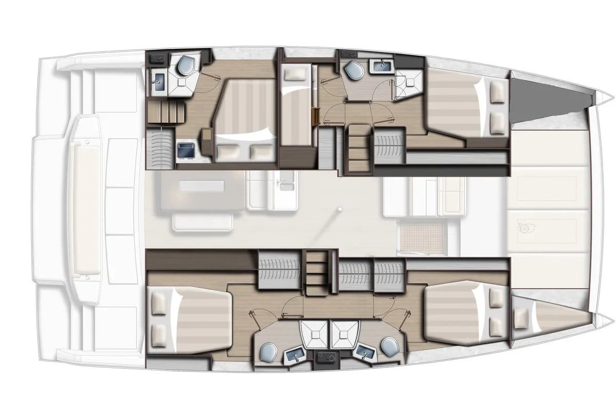 Floor plan of Freezer, a Bali 4.6 catamaran at Marsala, Italy