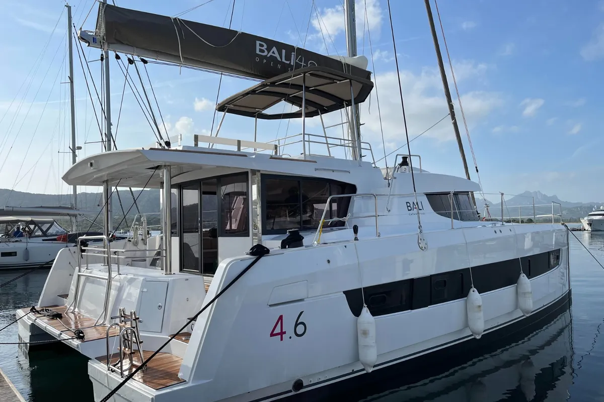 Exterior view of Freezer, a Bali 4.6 catamaran at Marsala, Italy