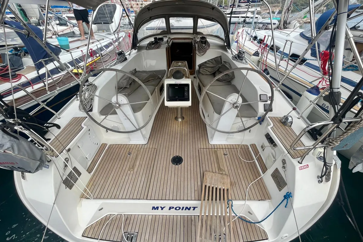 Cockpit of My Point, a Bavaria Cruiser 41 sailboat at Općina Marina, Croatia