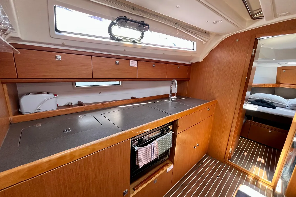 Galley of My Point, a Bavaria Cruiser 41 sailboat at Općina Marina, Croatia