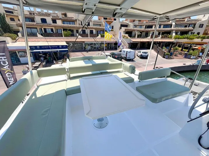 Deck of Ten, a Bali 4.6 catamaran at Ajaccio, France