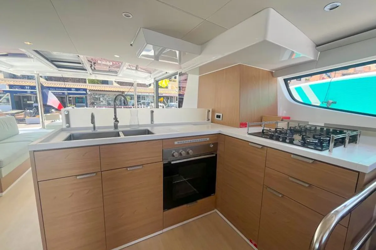 Galley of Ten, a Bali 4.6 catamaran at Ajaccio, France