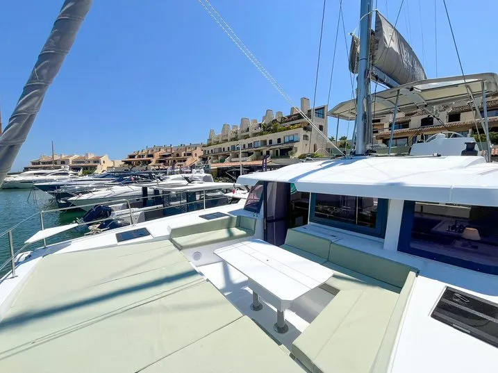 Deck of Ten, a Bali 4.6 catamaran at Ajaccio, France