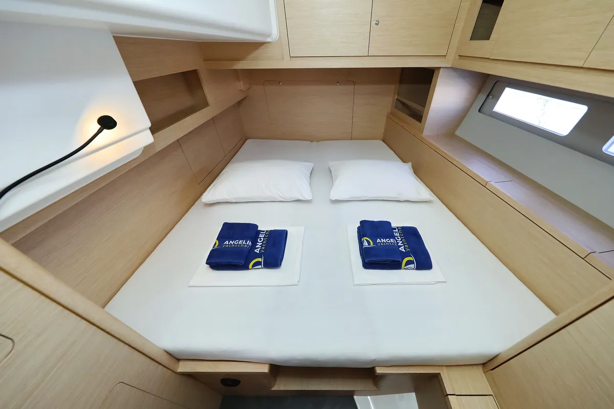 Cabin on Graceful Dancer, a Dufour 530 sailboat at Grad Trogir, Croatia