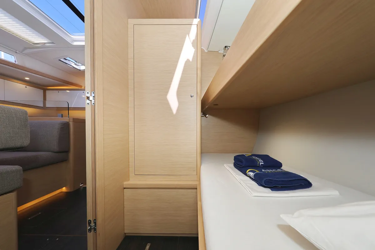 Cabin on Graceful Dancer, a Dufour 530 sailboat at Grad Trogir, Croatia
