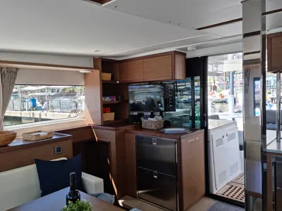 Galley of Amanaci, a Lagoon 46 catamaran at Palma de Mallorca, Spain