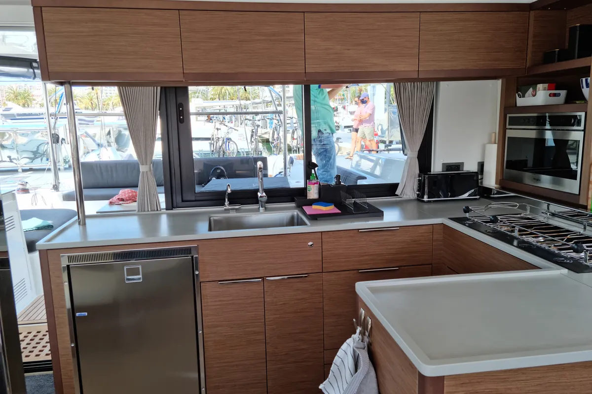 Galley of Amanaci, a Lagoon 46 catamaran at Palma de Mallorca, Spain