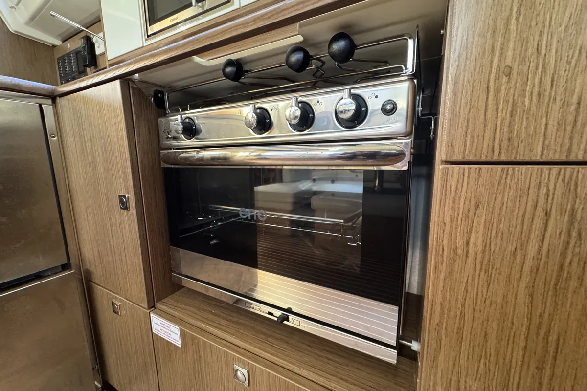 Galley of Sacuri, a Bavaria 46 Cruiser sailboat at Figari/Golfo Aranci, Italy