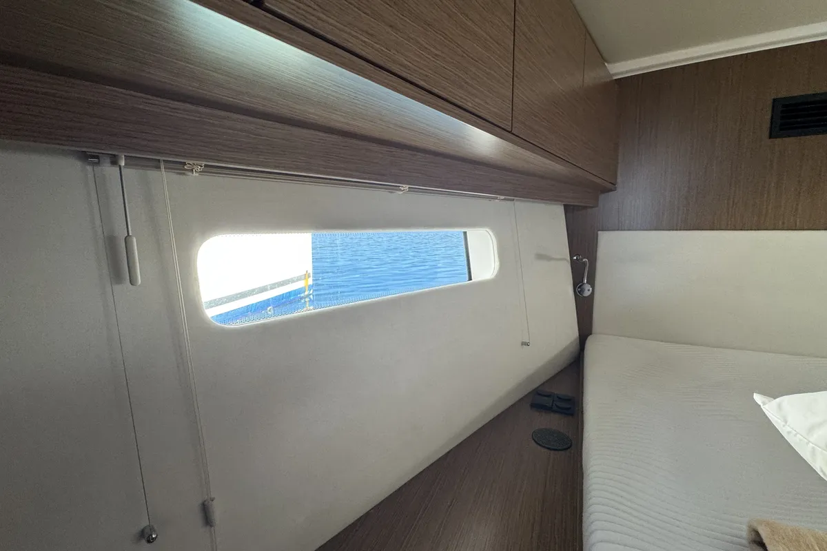 Cabin on Sacuri, a Bavaria 46 Cruiser sailboat at Figari/Golfo Aranci, Italy