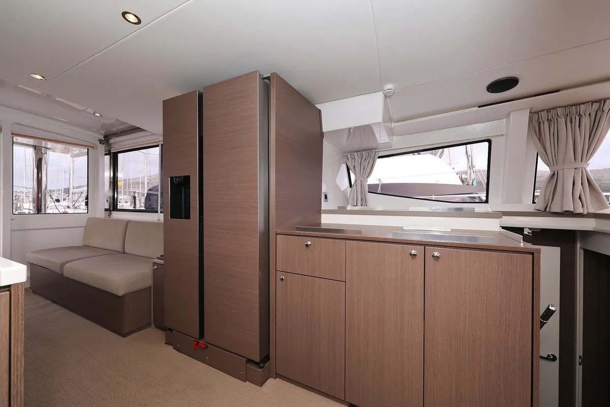 Galley of Titan, a Bali 4.8 catamaran at Trogir, Croatia