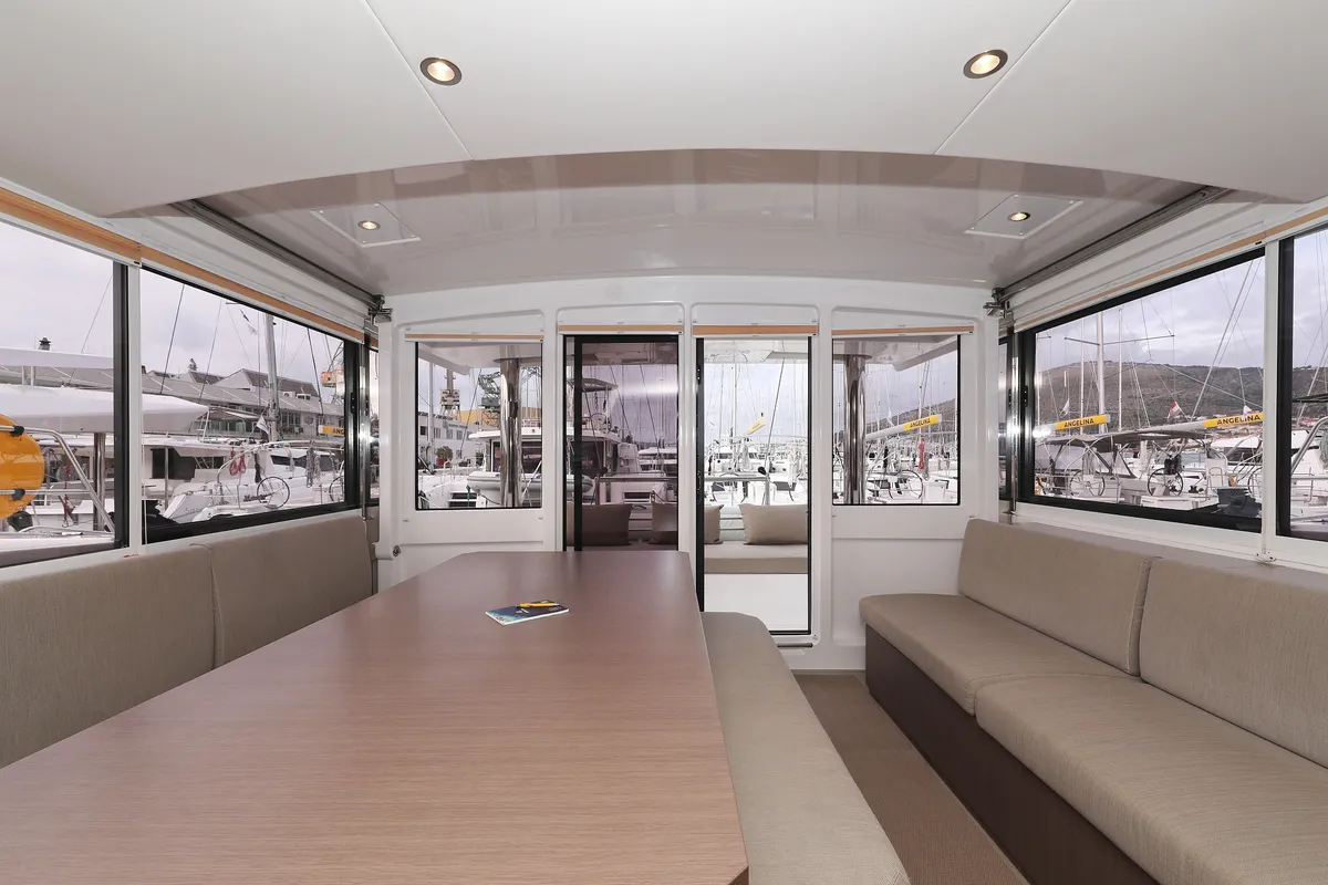 Salon of Titan, a Bali 4.8 catamaran at Trogir, Croatia