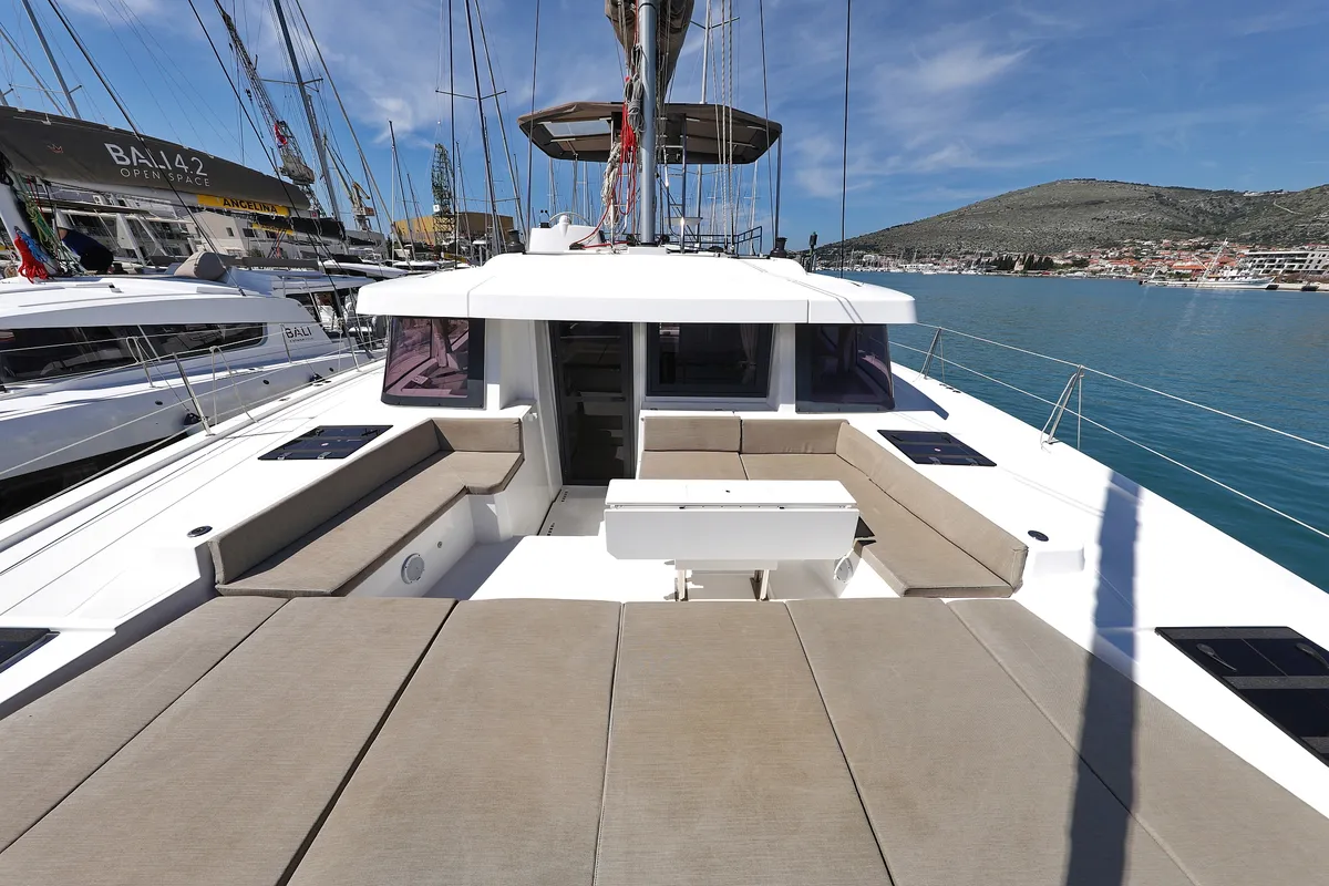 Deck of Titan, a Bali 4.8 catamaran at Trogir, Croatia