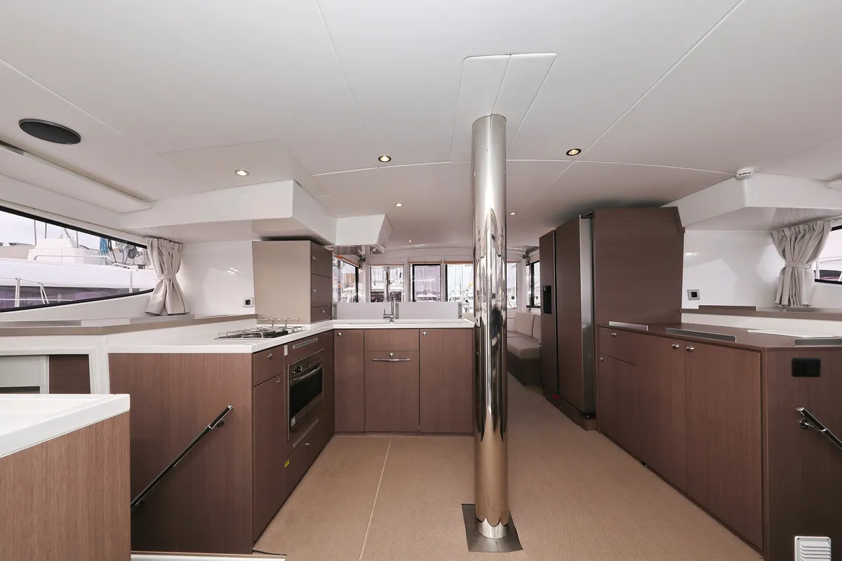 Galley of Titan, a Bali 4.8 catamaran at Trogir, Croatia