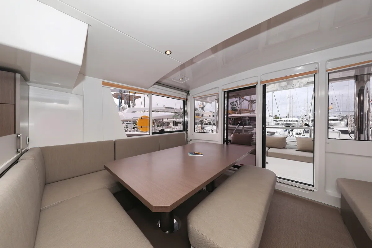 Salon of Titan, a Bali 4.8 catamaran at Trogir, Croatia