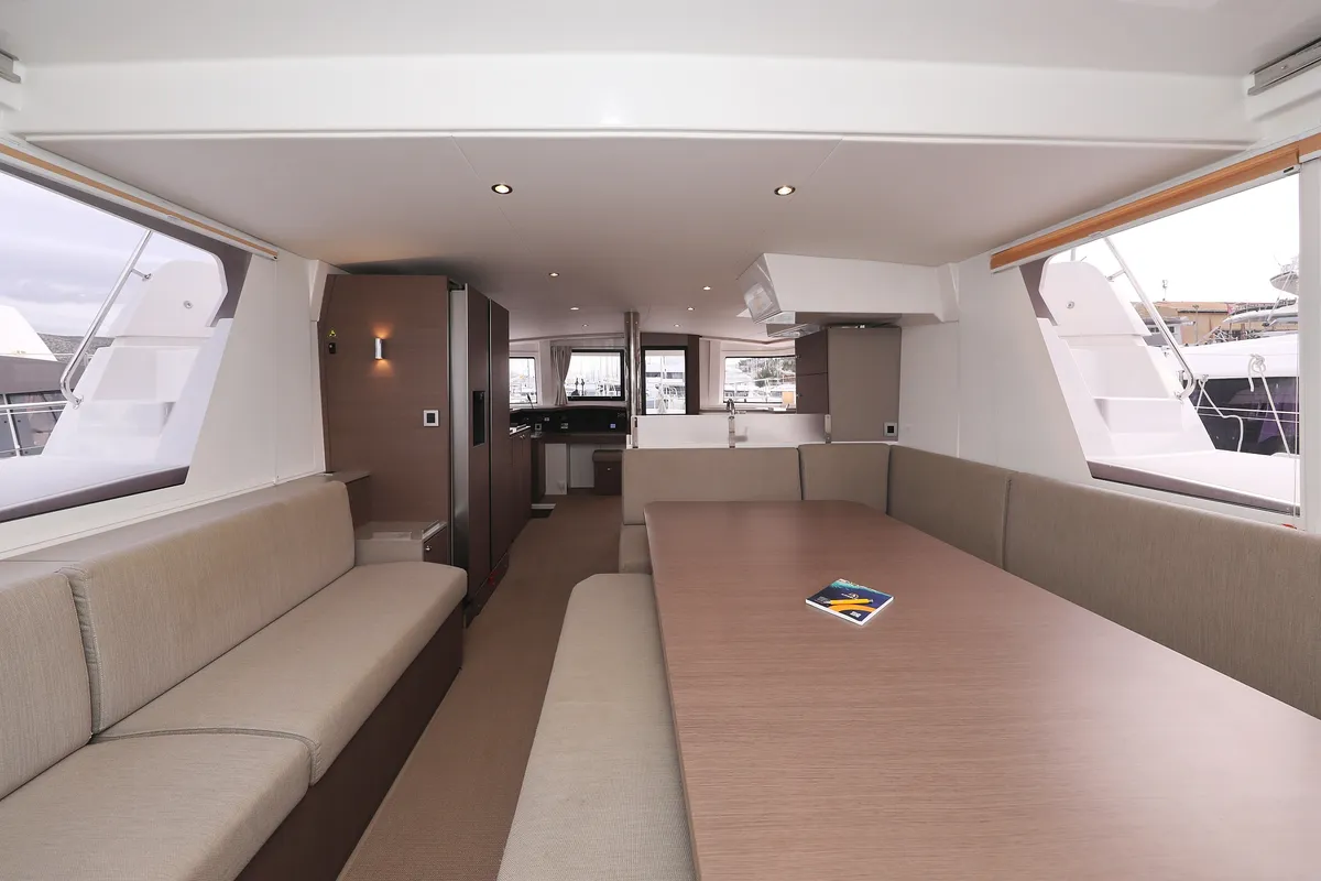 Salon of Titan, a Bali 4.8 catamaran at Trogir, Croatia