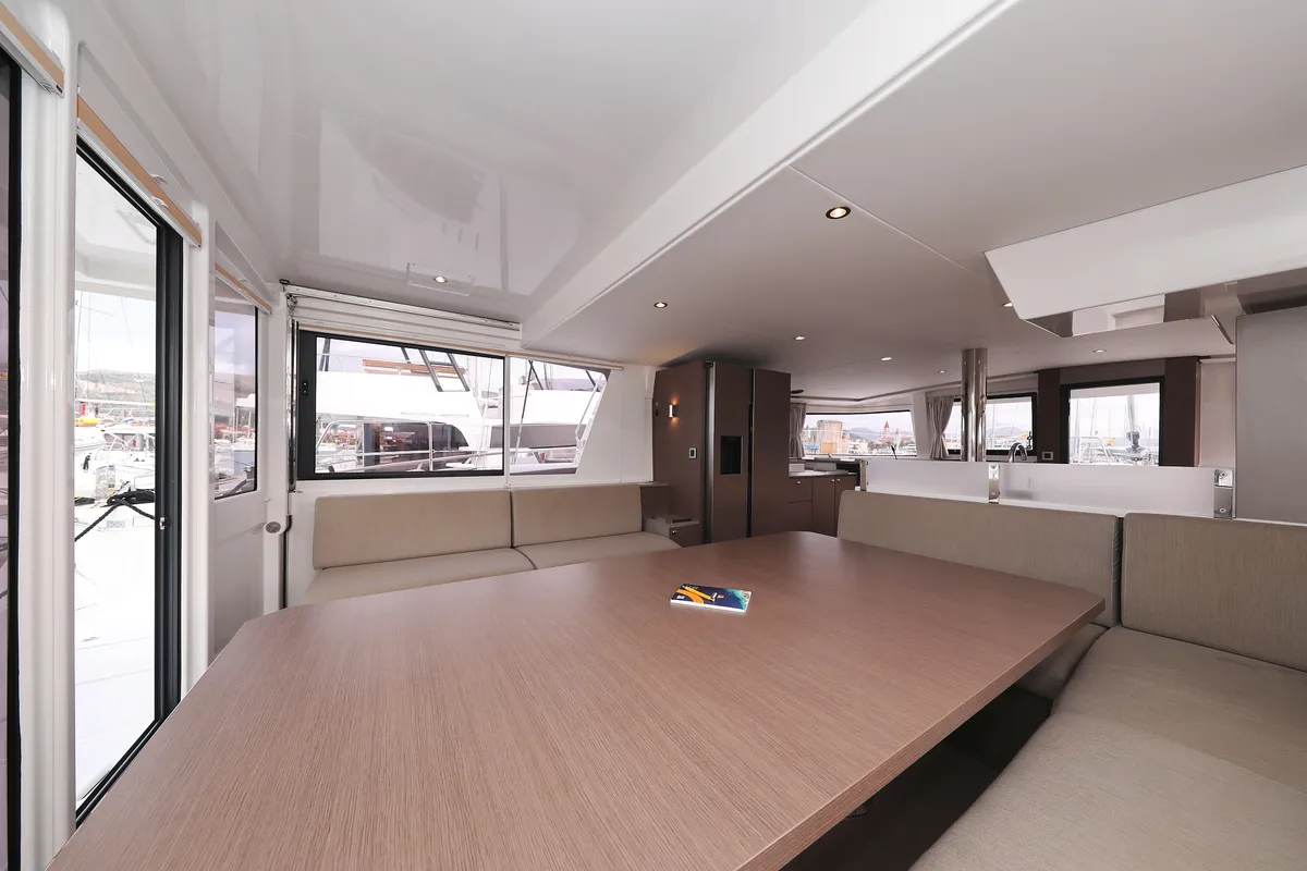 Salon of Titan, a Bali 4.8 catamaran at Trogir, Croatia