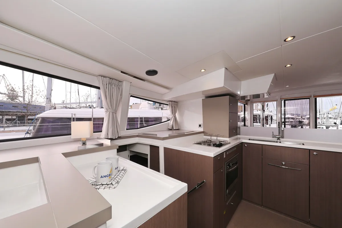 Galley of Titan, a Bali 4.8 catamaran at Trogir, Croatia