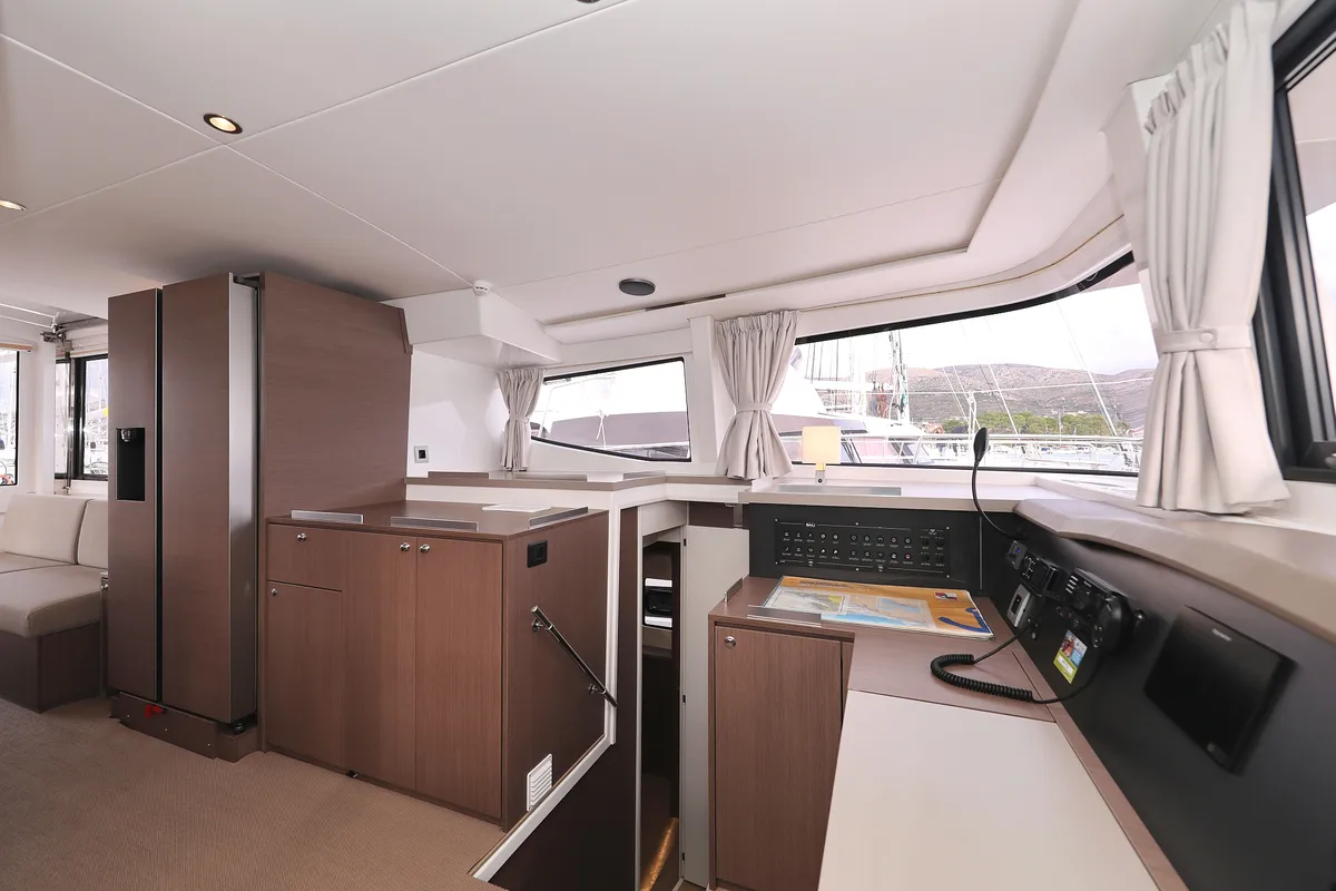 Salon of Titan, a Bali 4.8 catamaran at Trogir, Croatia