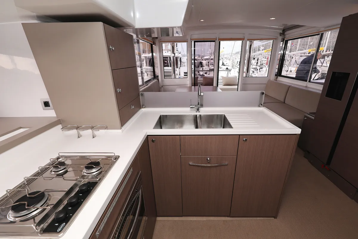 Galley of Titan, a Bali 4.8 catamaran at Trogir, Croatia