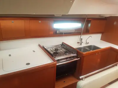 Galley of Myron, a Beneteau Oceanis 46 sailboat at Santa Maria di Leuca, Italy