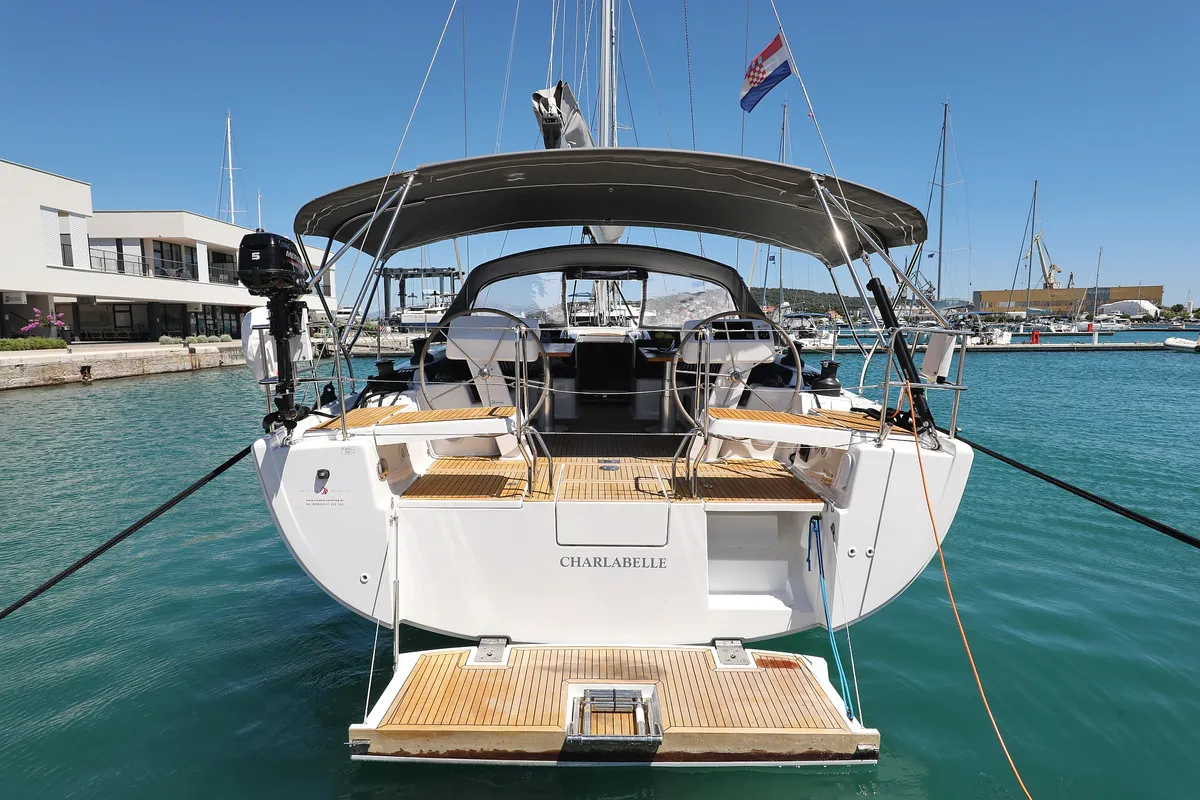 Exterior view of Charlabelle - OW, a Hanse 508 sailboat at Seget Donji, Croatia