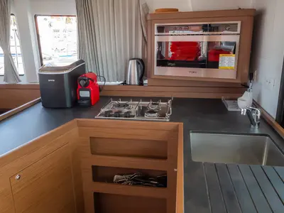 Galley of That's Life, a Lagoon 42 catamaran at Grad Biograd na Moru, Croatia