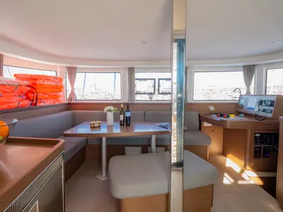 Salon of That's Life, a Lagoon 42 catamaran at Grad Biograd na Moru, Croatia