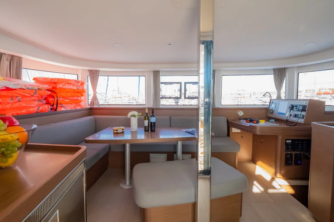 Salon of That's Life, a Lagoon 42 catamaran at Grad Biograd na Moru, Croatia