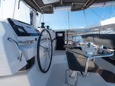 Cockpit of That's Life, a Lagoon 42 catamaran at Grad Biograd na Moru, Croatia