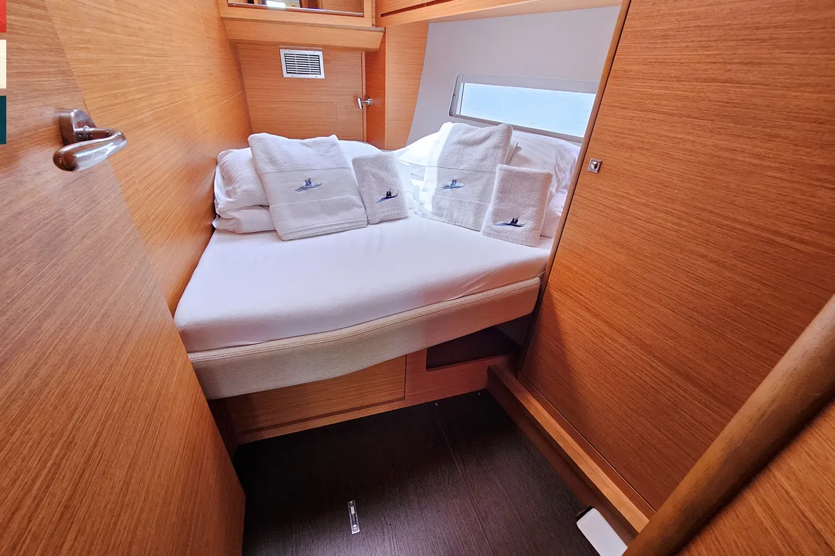 Cabin on Pavana, a Dufour 470 sailboat at Rogoznica, Croatia