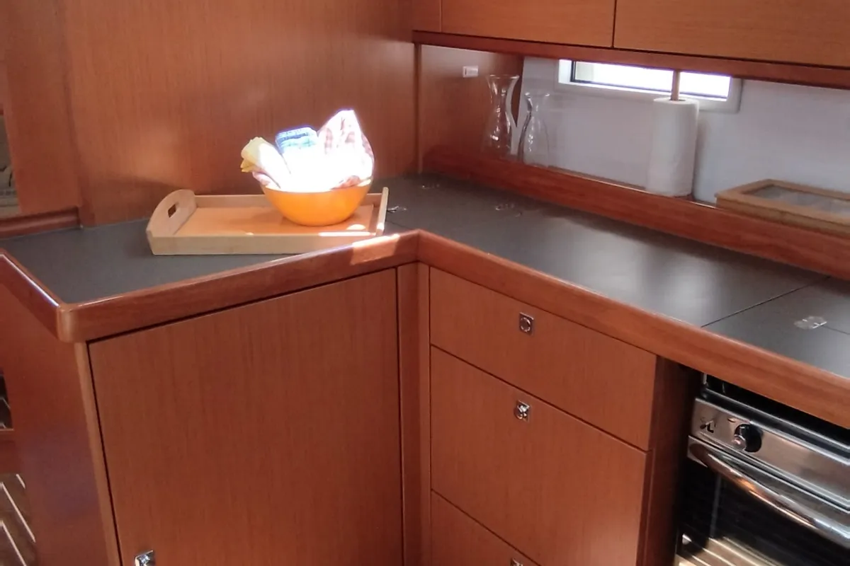 Galley of Šiljo, a Bavaria Cruiser 46 sailboat at Split, Croatia