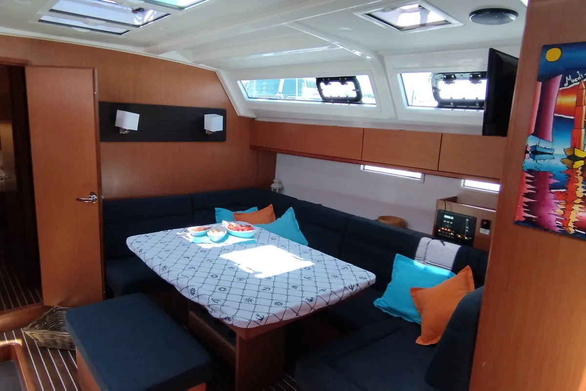 Salon of Šiljo, a Bavaria Cruiser 46 sailboat at Split, Croatia