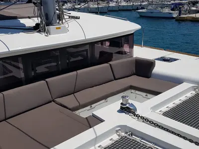 Deck of ISMA, a Lagoon 450 Fly catamaran at Municipal Unit of Lefkada, Greece