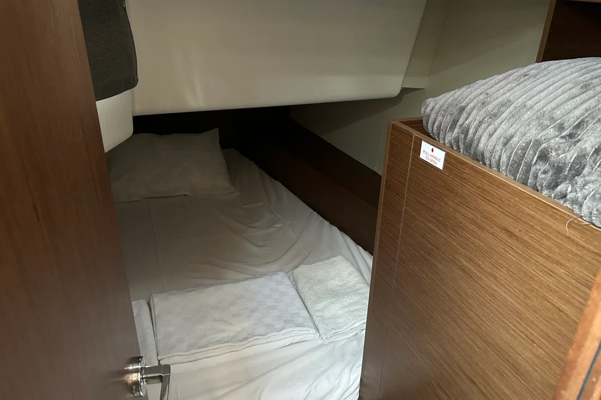 Cabin on Sail Altair 1, a Beneteau Oceanis 34.1 sailboat at Marmaris, Turkey